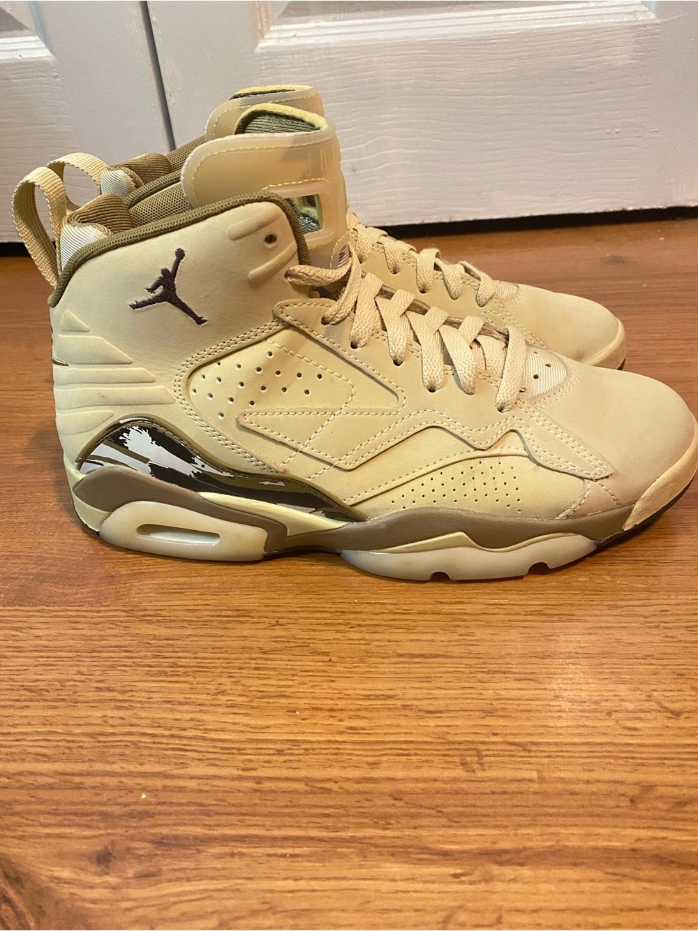 Women’s Jordan MVP 678 Desert Sand High-Top Sneakers - Beige with Dark Logo